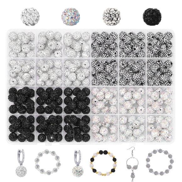 Juego de abalorios de arcilla con diamantes de imitación de 10 mm, 288 unidades, de Beads Novani