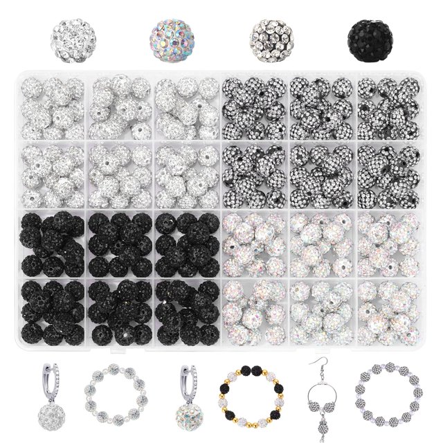 Juego de abalorios de arcilla con diamantes de imitación de 10 mm, 288 unidades, de Beads Novani