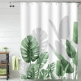 thumbnail image 3 of Green Plants Shower Curtains Palm Banana Leaves Tropical Nature Botanical Waterproof Washable Fabric Modern Bathroom Decor Shower Curtain with Hooks, 72x84 Inch, 3 of 4