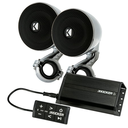 Kicker PXiBT1002 BT control with 100 watt amp and 40PSM32 handle bar speakers 2 (Best Amp For 2 Kicker L7 15)
