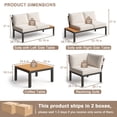 thumbnail image 3 of JOYURE 4-Piece Patio Furniture Set,Metal Outdoor Sectional Sofa with 3 Fauxwood Tables &Adjustable Reclining Chair,Patio Modular L Shape Sofa with Thickened Cushions for Backyard,Deck,Balcony,Beige, 3 of 9