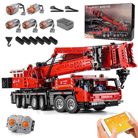 Mould King 17013 Technical Car Toy Motorized Red Grove Mobile Crane Model Building Block Kid Gift