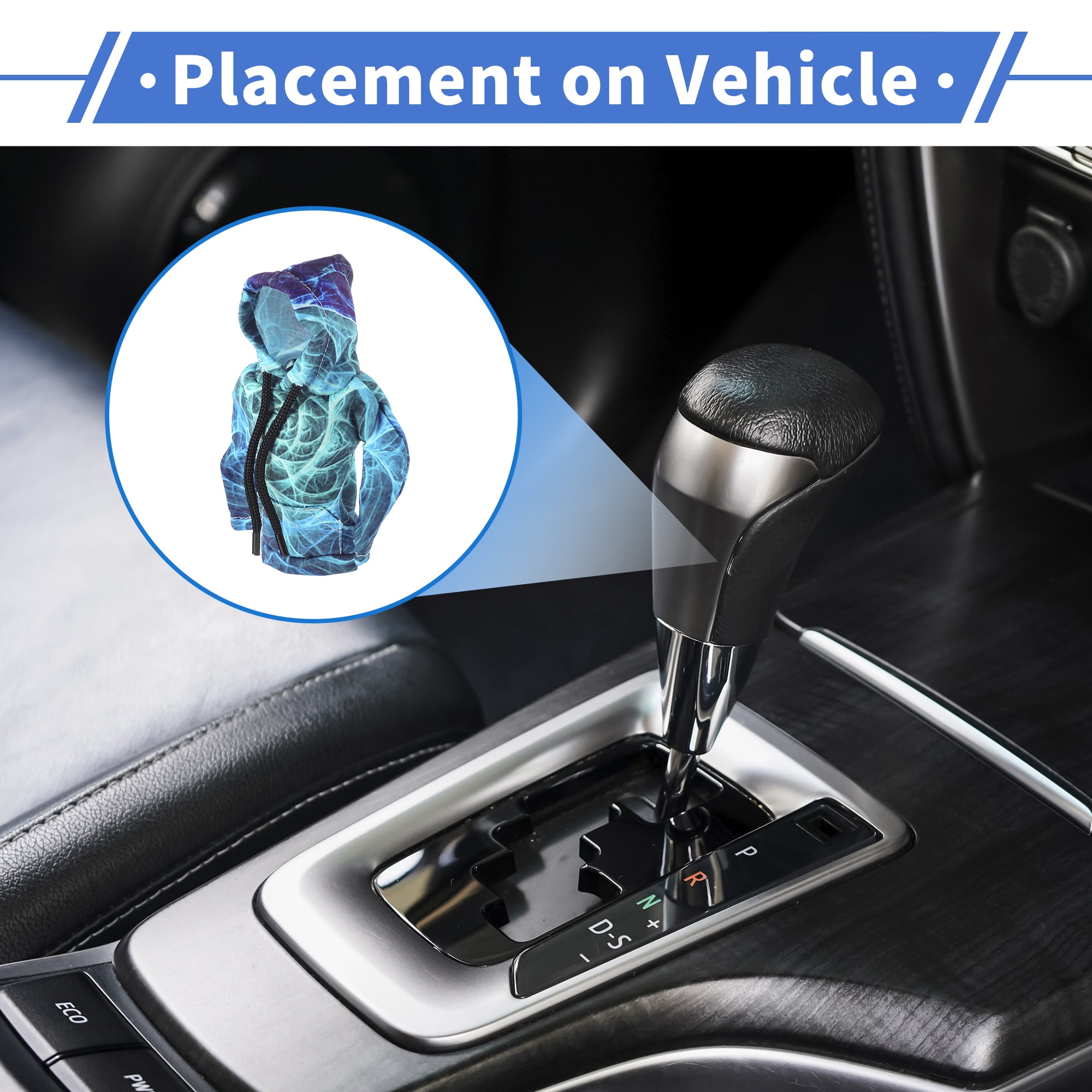 Unique Bargains Portable Gear Shift Knob Cover Protector 17x16cm Blue Green Polyester