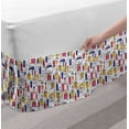 thumbnail image 2 of Doodle Bed Skirt, Body Care Tools from Hair Dryer Toothbrush and Cosmetic Products Pattern, Elastic Bedskirt Dust Ruffle Wrap Around for Bedding Decor, 4 Sizes, White and Multicolor, by Ambesonne, 2 of 2