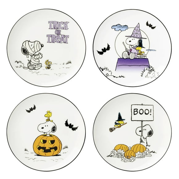 Juego de 4 platos de porcelana Lenox The Great Pumpkin para Halloween