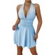 thumbnail image 1 of Correa Larga de Espagueti Vestido de las Mujeres de Punto Hueco sin Espalda Encaje Hasta Vestido Maxi, Vestido de Color Sólido, 1 of 5