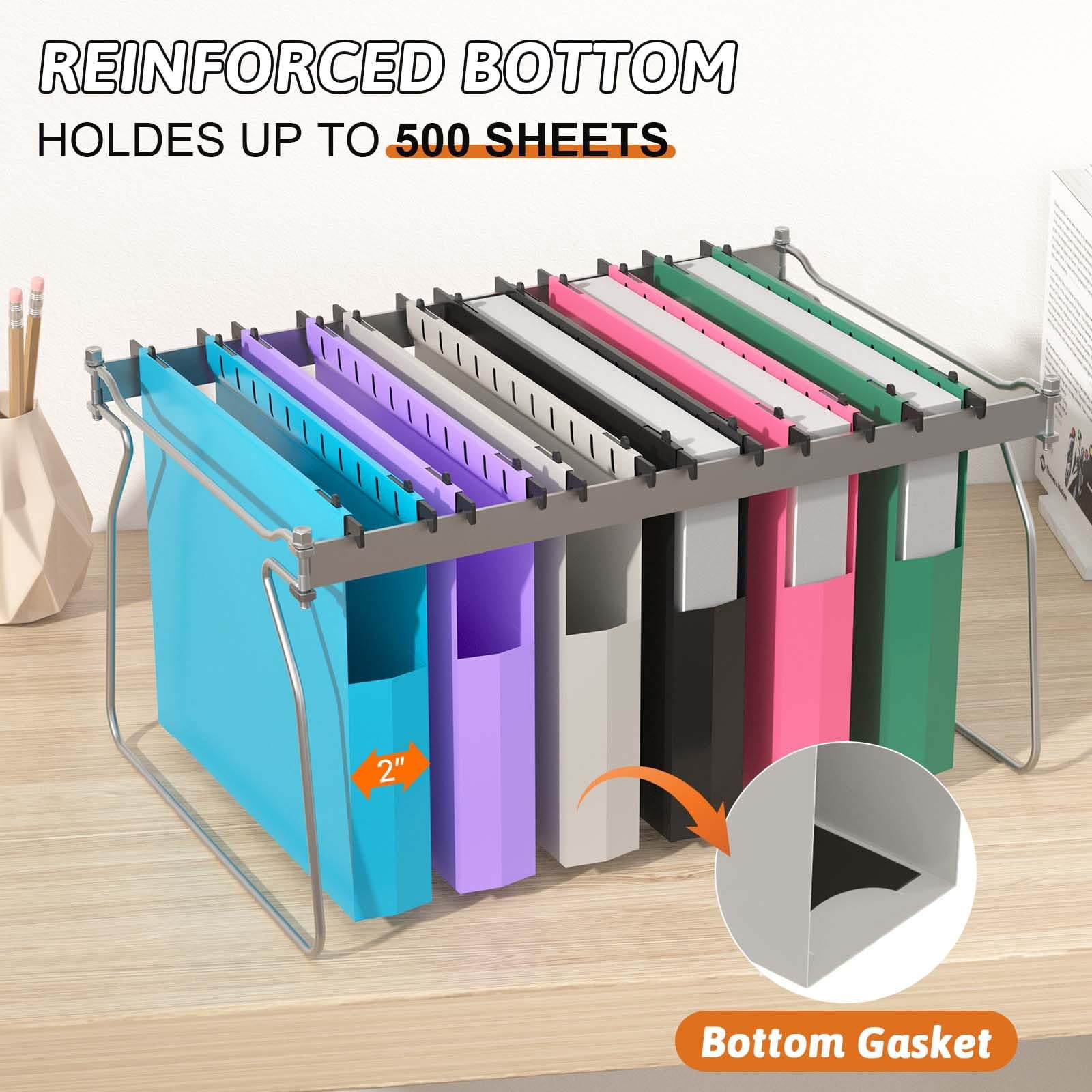 Plastic Extra Capacity Hanging File Folder 12 Pack Expanding Folders Letter Size  Heavy Duty 2 Inch Expansion Reinforced Designed For Bulky Files(colorful)
