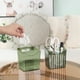 thumbnail image 5 of Contenedores de plástico blancos para organizar la despensa | Organizador pequeño de 4 asas para cocina y baño | Contenedor modular verde y blanco de 12 x 10 x 8 cm, 5 of 6