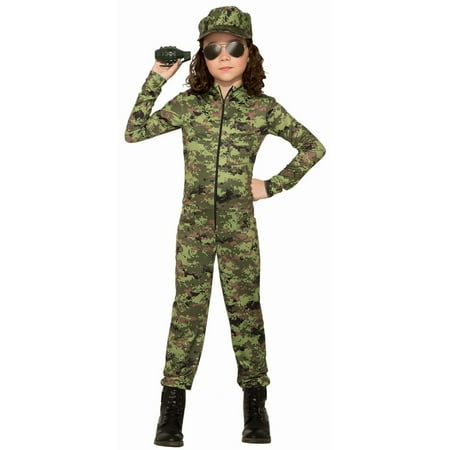 Halloween Army Girl With Hat Child Costume