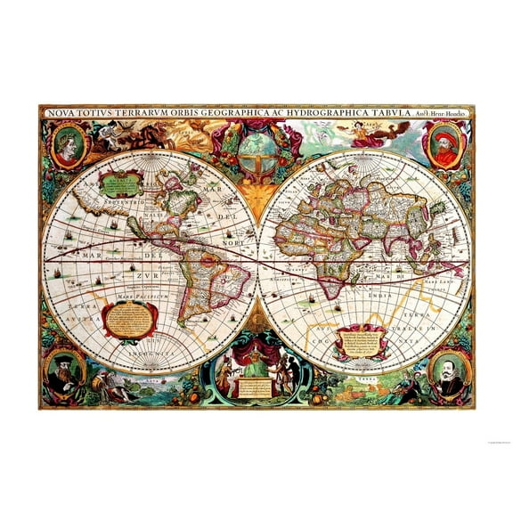 Historic Map - World - Hondio 1630 - 31.13 x 23 - Vintage Wall Art
