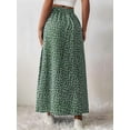 thumbnail image 5 of Women'S Floral Print Wrap Skirt, Casual Side Slit Midi Skirt for Vacation & Resort Wear Green M, 5 of 8