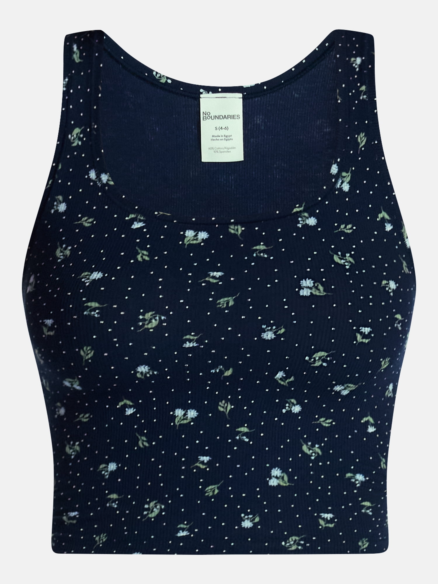 No Boundaries Cotton Stretch Ribbed Cropped Tank Top, Women's XS-XXXL