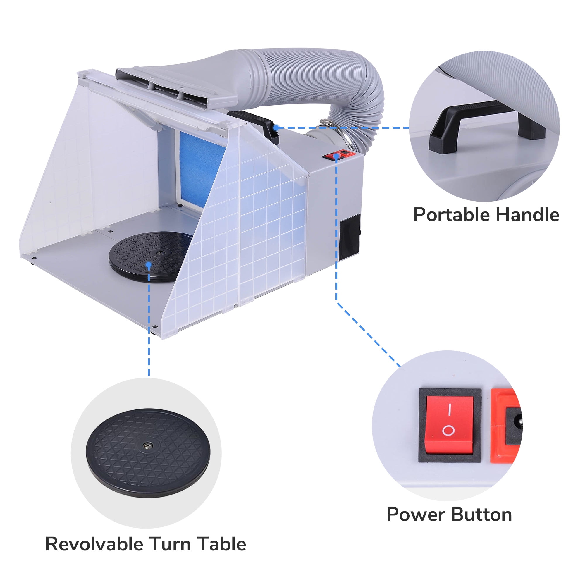 Dual Fans Portable Airbrush Paint Spray Booth Kit w/ 3 LED Light Exhaust  Filter