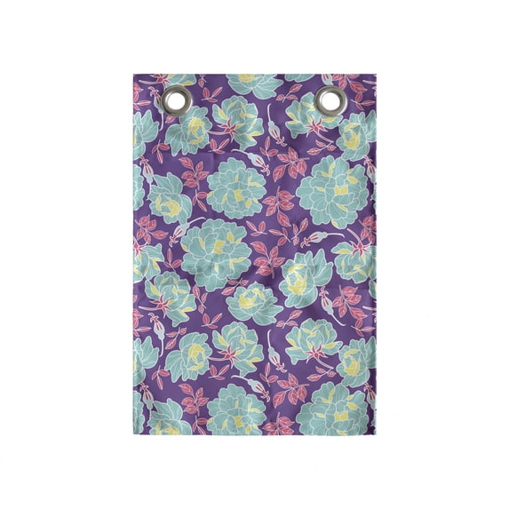 Floral Hanging Pocket Organizer, Feminine Composition of Peonies, Printed Polyester Storage Bag with Pockets, 14" x 20", Seafoam Violet