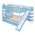 thumbnail image 6 of Newboti Furniture Full-Over-Full Castle Style Bunk Bed with 2 Drawers 3 Shelves and Slide - Blue NO.70211, 6 of 16