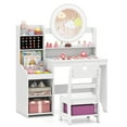 thumbnail image 1 of Gymax Kids Vanity Table Set w/ Lighted LED Mirror Princess Dressing Table w/ Chair White, 1 of 10