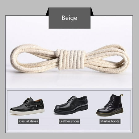 

1 Pair Leather Shoelace Waxed Shoelaces for Shoes Soild Cotton Boot Laces Waterproof Strings Round Sports Running Rope Shoe lace Beige 100cm
