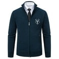 thumbnail image 3 of Bmawag Shirts for Men Plus Size Long Sleeve Standing Collar Solid Color Men's Pullover Sweater Warm Casual Open Front Tops Sweatshirt Navy XXL, 3 of 7