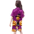 thumbnail image 5 of Gelikeya Girls Pajamas Size 10-12 Halloween Outfits 3 Piece Short Sleeve Tops + Shorts + Pants Nightiewear Pajama Sets (Purple, 12-13 Years), 5 of 7