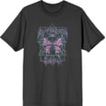 thumbnail image 3 of Distressed Black Metal Butterfly Adult Charcoal Crew Neck Short Sleeve Tee-Large, 3 of 4