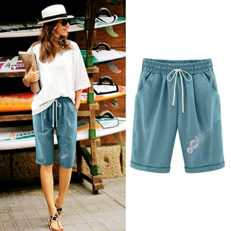 

Finelylove Baggy Shorts Women Maternity Active Shorts Shorts High Waist Rise Printed Green XXXXXL