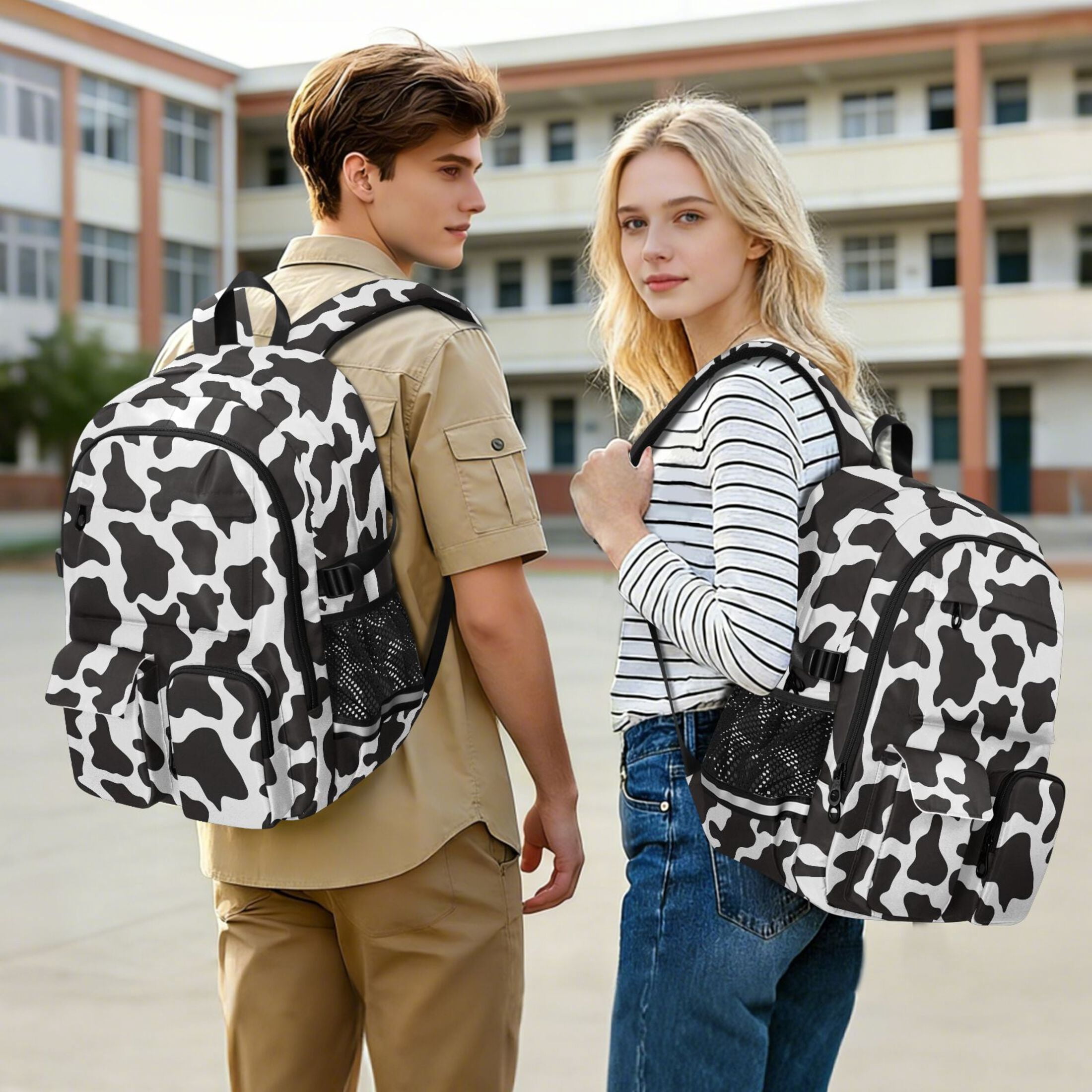 ALAZA Cow Print Student Backpack School Bookbag Large Laptop Daypack Travel Bag