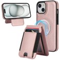 thumbnail image 2 of Compatible WIth Magsafe 2 in 1 Detachable iPhone 14 Plus Shockproof Rugged Wallet Phone Case with Card Holder,Magnetic PU Leather RFID Blocking Flip Kickstand Credit Slots,Rosegold, 2 of 8