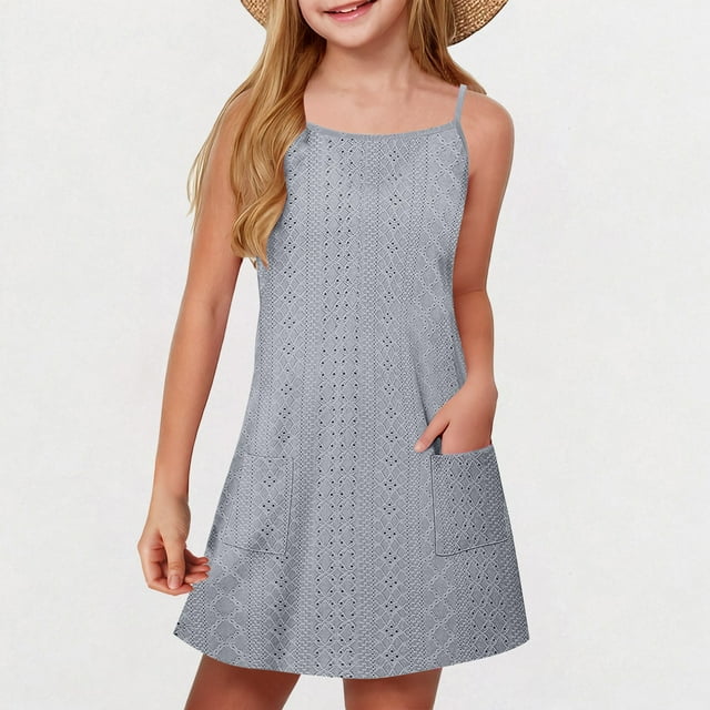 LOVZFMLL Toddler Girls Girl French Ribbed Sling Stitching Printed Dress Dress Suit