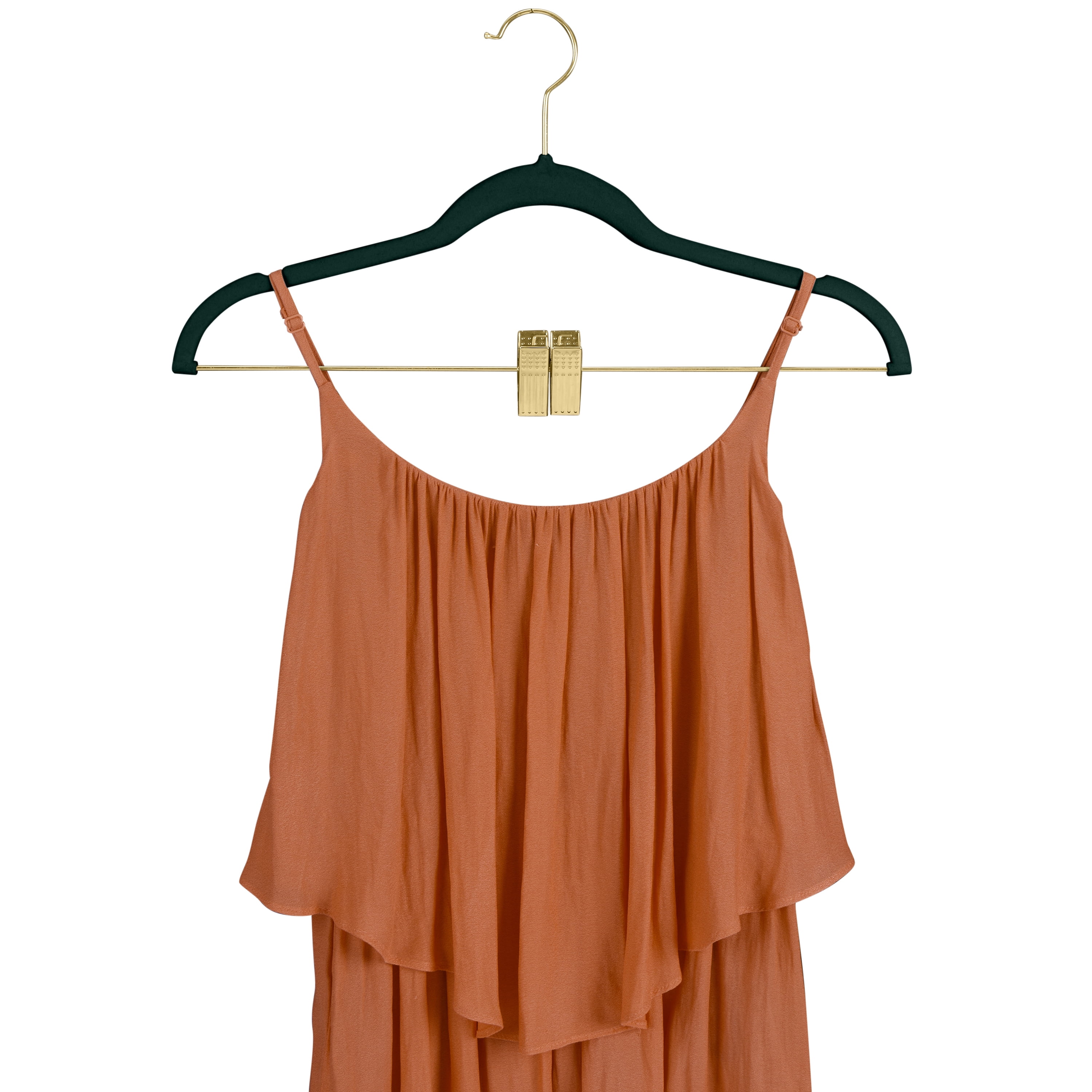Simplify 6 Pack Velvet Hangers with Clips in Emerald