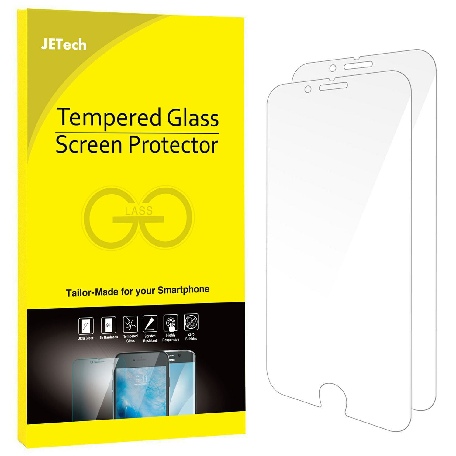 Photo 1 of iPhone 6s Plus Screen Protector, JETech 2-Pack Premium Tempered Glass Screen Protector Film for Apple iPhone 6 Plus and iPhone 6s Plus Newest Model 5.5