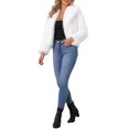 thumbnail image 2 of INSPIRE CHIC Womens Faux Fur Coat Lapel Open Front Long Sleeve Fluffy Shaggy Jacket Winter Warm Furry Overcoat S White, 2 of 6
