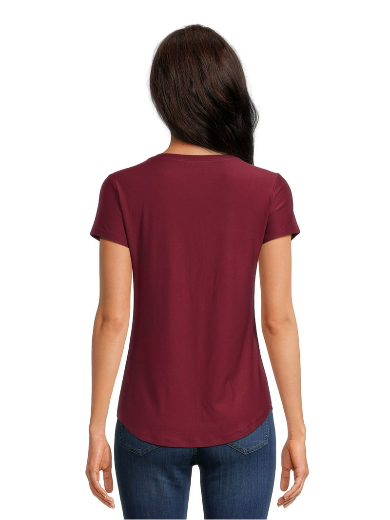 No Boundaries Juniors Brushed V Neck T-Shirt with Short Sleeves