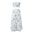 thumbnail image 3 of WILLBEST Drop Waist Dress Women Women's Two Piece Pattern Print Outfits Off Shoulder Ruched Bandeau Tube Tops Long Flowy A Line Skirt Boho Set, 3 of 7