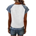 thumbnail image 6 of cocolona Womens Trendy Denim Patchwork T-shirt Summer Crew Neck Short Sleeve Tops Casual Loose Tees Blouses, 6 of 7