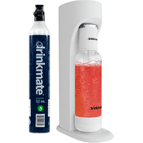Drinkmate OmniFizz Sparkling Water and Soda Maker, Carbonates Any Drink, with 60L CO2 Cylinder (Classic White)