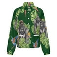 thumbnail image 5 of Jackets for Women Winter Coat Jackets Flannel Stand Collar Jacket(Jungle Gorilla Parrot Print,Size:S-4XL), 5 of 7