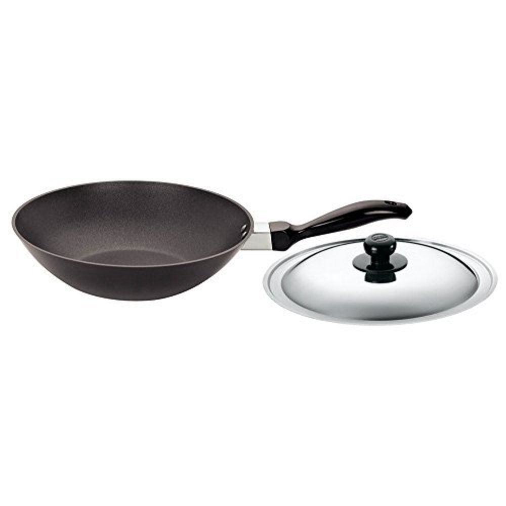 Futura NonStick DeepFry Pan(Kadhai) 2.0 Litre with Steel Lid and Flat