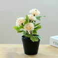 thumbnail image 5 of Whataatahia Bola de flores falsas crisantemo pequeño bonsái decoración de escritorio planta verde artificial maceta de plástico en maceta, 5 of 5