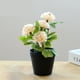 thumbnail image 5 of Bola de flores falsas, crisantemo, bonsái pequeño, decoración de escritorio, planta verde artificial, maceta de plástico, 5 of 5