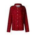 thumbnail image 2 of AUNVITO Women's Valentine's Day Shirt Long Sleeve Turn-Down Collar with Valentine Print and Button Front Casual and Romantic Style, 2 of 5