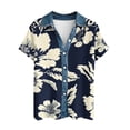 thumbnail image 5 of Craaazy Women's Oversized Waffle Knit Collar Button Up Short Sleeve Shirt Casual Printed Blouse for Daily Wear, 5 of 5