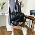 thumbnail image 4 of Yucurem Japanese School Handbag Pu Leather Jk Uniform Bag Ita Bag For Women (Black) Fashion shoulder bag (Black), 4 of 10