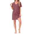 thumbnail image 2 of INSPIRE CHIC Womens Zipper Robes Front Open Knit Short Bathrobe Collarless House Coat with Pockets Soft Nightgown 2XL Taro Purple, 2 of 6