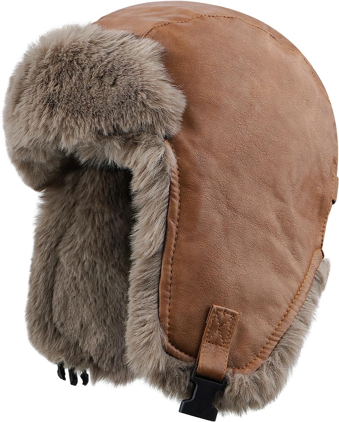 Zhengup Aviator Faux Leather Trapper Eskimo Earflap Hunting Hat Cold Weather Winter Gear Russian Ushanka Cossack Trooper Hat