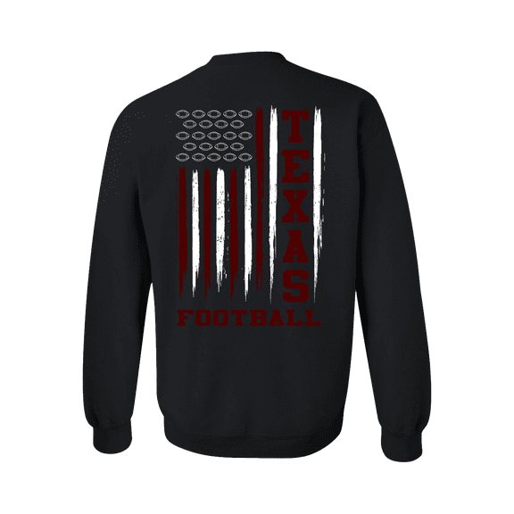 Texas Football Team Color Maroon and White American Flag Mens Crewneck Pullover Sweatshirt-Black-small