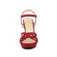 thumbnail image 6 of BLISSFUL STEP Women's Strappy Platform Slingback Stiletto Heels Sandals Red 8, 6 of 8