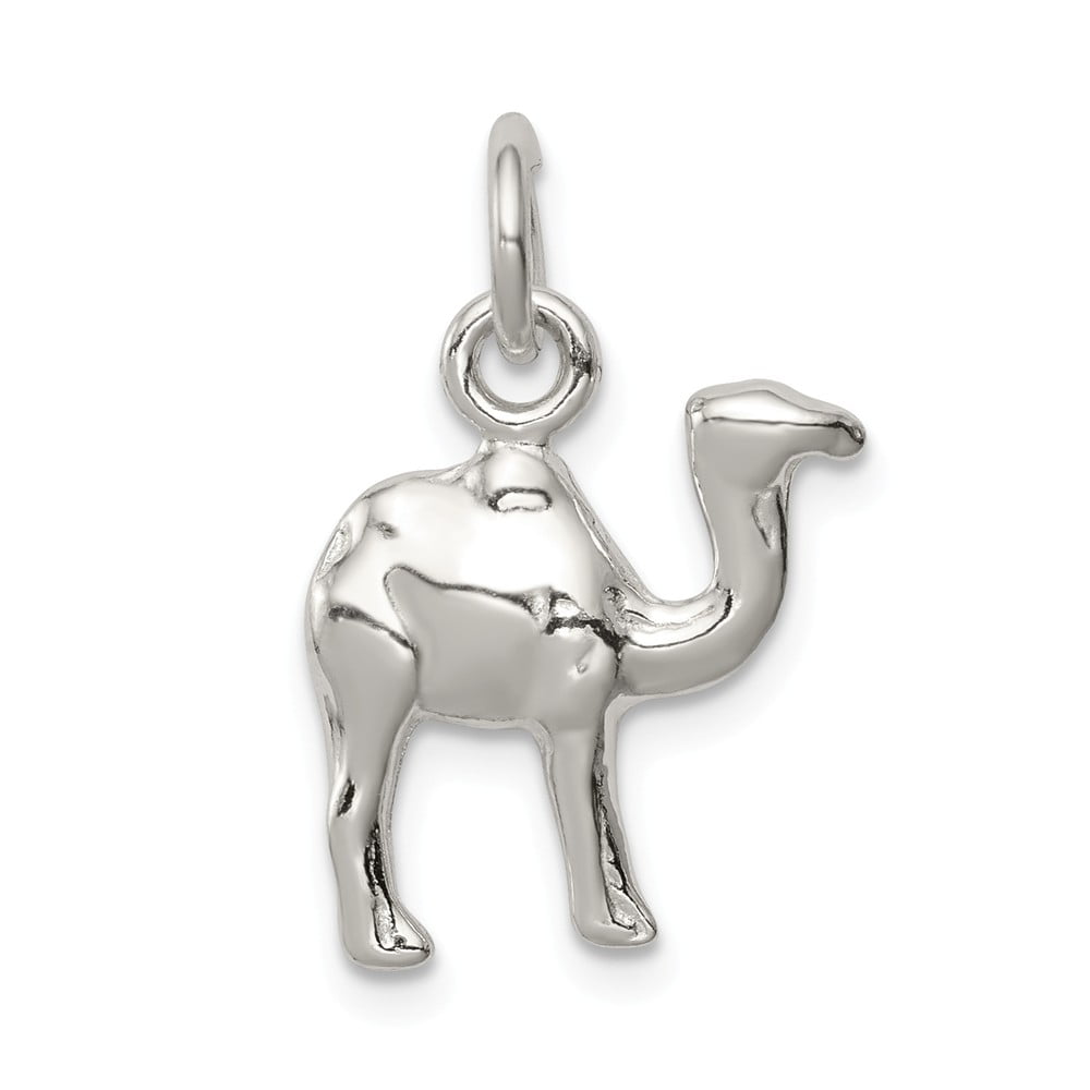 .925 Sterling Silver Antiqued 3-D Camel Reversible Charm Pendant 