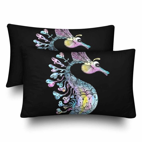 YUSDECOR Colorful Bright Marine Animal Pillowcase Pillow Protector Cushion Cover 20x30 inch,Set of 2