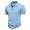 thumbnail image 5 of HomeDM Collared V-Neck Shirts for Men Short Sleeve Button Summer Golf T-Shirt for Casual Work, Light Blue Size XL, 5 of 8
