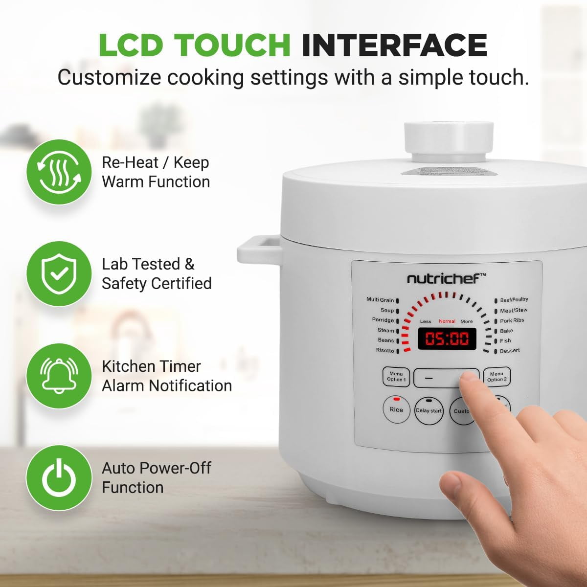 6 Quart Electric Pressure Cooker | 12 Function Digital Countertop | Adjustable  & Temperature | Re-heat and  Warm | 13.1 x 11.4 IN | White